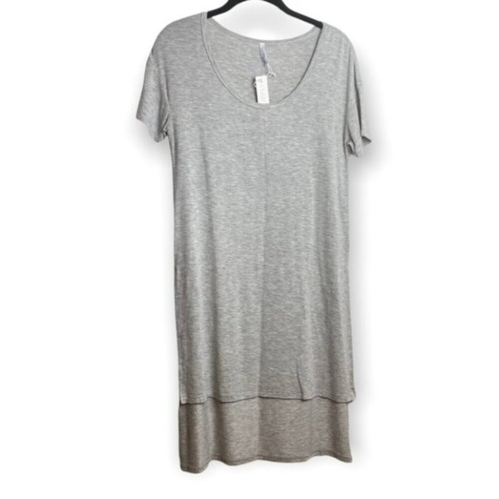 Z  Supply Grey Round Neck High Low Tee Shirt Dress